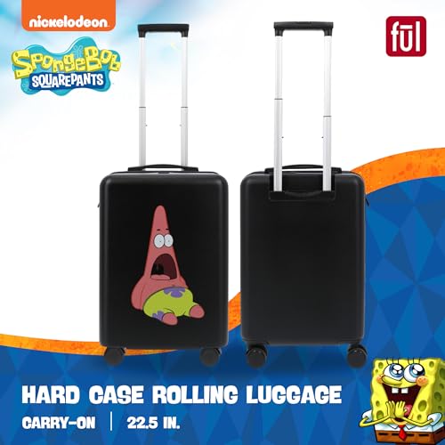 FUL Spongebob Squarepants 22.5 Inch Carry On Luggage, Hardshell Rolling Suitcase with Spinner Wheels, Black Patrick Star2