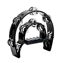 Double Row Hand Tambourine: Musfunny Tambourines with 2-row of jingles has 20 pairs jingle bells, which makes it has a more pronounced and bright sound than a single row full round tambourine. Easy Grip Handle Design: The perfect size half moon shape...