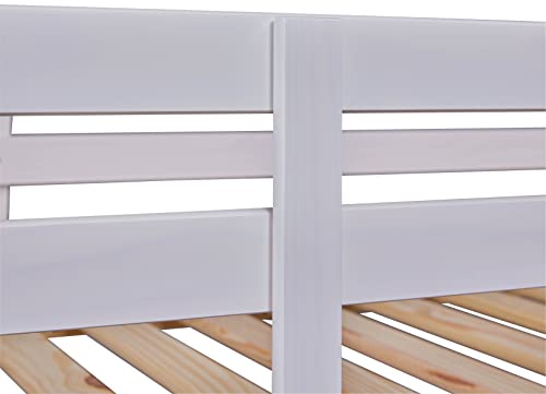 Inter Link – Etagenbett – Hochbett – Jugendbett - Rausfallschutz – Stockbett – Kinderbett – Mit 2 Lattenroste – Kiefer massivholz – Rick - Weiß lackiert – 90x190 cm