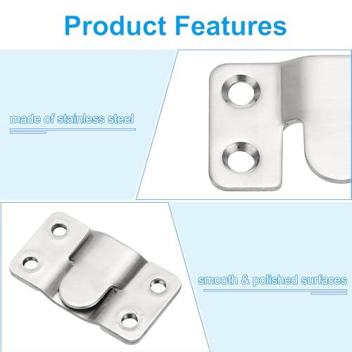 Image of PATIKIL Flush Mount Bracket 53x30mm, 2 Pairs Interlocking Hanging Buckle Stainless Steel Wall Mount Hanger Hook for Picture Frame, Art, Clock, Shelves, Mirrors, Silver Tone