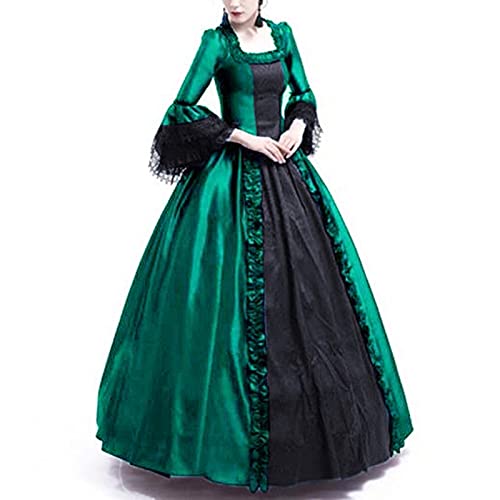 Medieval Corset Leather Gothic Flare Women Floral Sleeve Retro Fall Winter Gowns Mandalorian Costume Adult Men Cosplay Green #TOP1