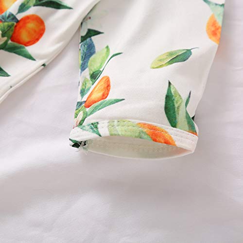 Moru Infant Baby Girls Cotton Sleeper Gowns Organic Cotton Floral Kimono Knotted Gown (Orange, 0-6 Months) #TOP4