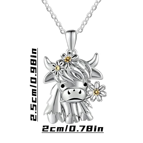 SUPAC Unique & Fashionable Cartoon Cow Necklace with Flower Pendant in White K4
