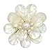 AeraVida Pure Lotus White Mother of Pearl & Cultured Freshwater White Pearl Floral Pin or Brooch