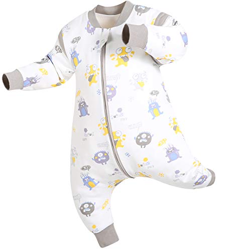 CYUURO Baby Wearable Blanket Sleeves Detachable with Legs Organic Cotton Kids Sleeping Bag for Summer Air-Condition Room,X-Large,4.5-6 Years,0.5Tog