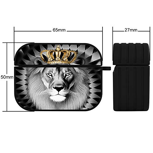 Black Hard Plastic Case For Airpods Pro Magnetic Lock Full Body Protective Shockproof Cover Lion Design Wireless Charging Case With Ring For Airpods Pro #TOP5