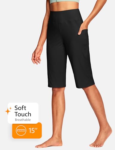 Image of ISEEGZ 15 inch / 18 inch / 21 inch / 25 inch Capri Pants for Women High Waist with Pockets Women's Capris Workout Yoga Pants Loose Straight Leg