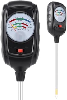 3-in-1 Soil Test Kit, Soil Moisture Meter/Soil pH Meter/Soil Fertility Tester, Soil Moisture Meter for Garden, Farm, Indoor, Outdoor and Lawn Care (Bright Black)