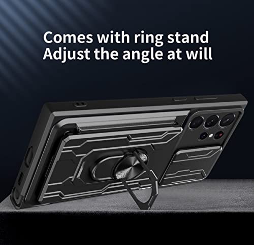 Capa para Samsung Galaxy S23 Ultra com cobertura para câmera e suporte para suporte de câmera Milita