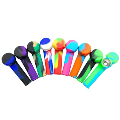 Silicone Smoking Pipe Mini Colorful with Metal Bowl for Adults in Leisure Time Odor Resistant and Easy to Clean (5Pack) 