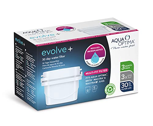 Aqua Optima Evolve+ cartucho de filtro de agua de 30 días, paquete de 3 (suministro de hasta 3...