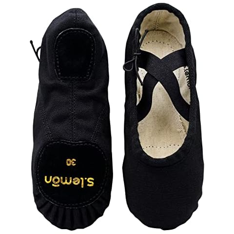 s.lemon Black Linen Ballet Shoes for Dance Cover