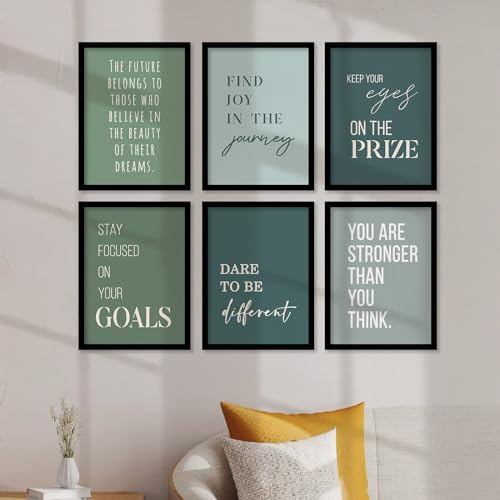 Image of kotart Quote wall Paintings with Frame for Home Decoration - Painting Living Room Bedroom Office hanging frames - Pack of 6 (14X20 Inch, F)