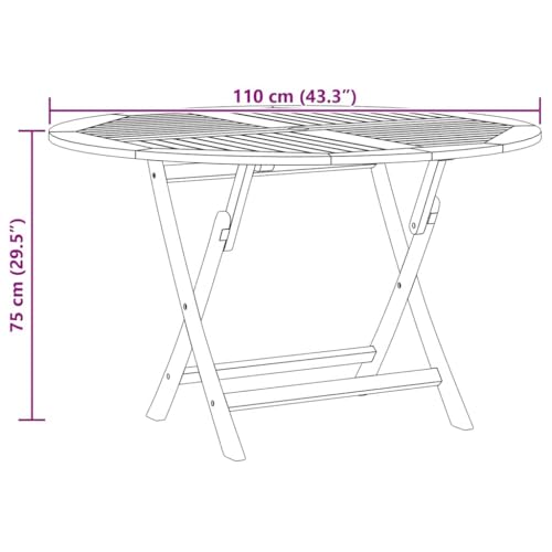 vidaXL Solid Teak Wood Folding Round Garden Table Water Resistant Outdoor Dining Furniture, Brown - Image 3