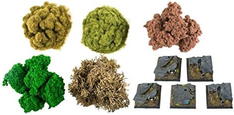 War World Gaming 5 x Square Miniature Bases & Scenery Kit 28mm Fantasy Wargame Themed Tabletop Layout Terrain Scenery Landscape Model Modelling Figure Diorama Material