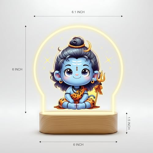 Image of Giftplease Divine Baby Shiva LED Desk Lamp - Warm Glow Spiritual Night Light - Cute Bal Shiva Table Decor for Pooja Room, Meditation Space, & Kids' Bedroom - Religious Gift & Home Accent GL 13