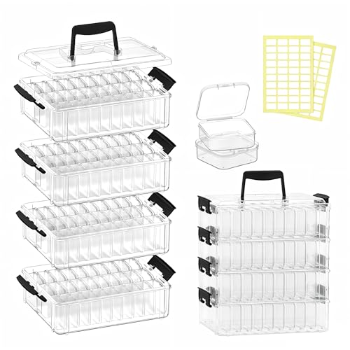 VANSUNS Bead Organizer Box 120 Pcs 4-Tier Large Capacity Stackable Bead Storage Containers Portable Plastic Craft Organizers for Jewelry Making Bracelets DIY Nail Art Charms