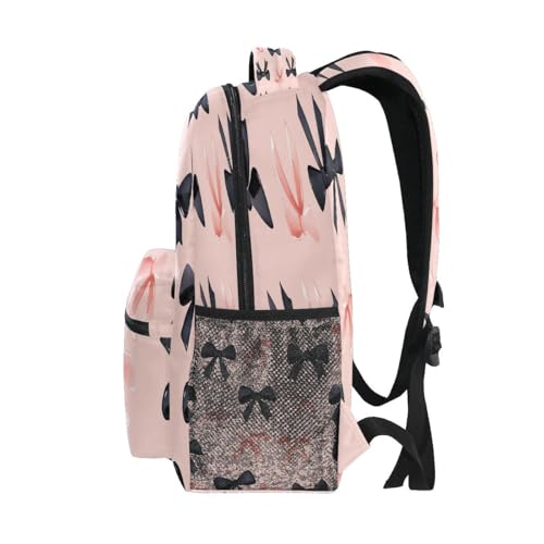 Pink Black Bows Pattern Kids Backpack for Boys Girls Backpacks Student Backpack Big For Elementary School Shoulder Bag Bookbag4