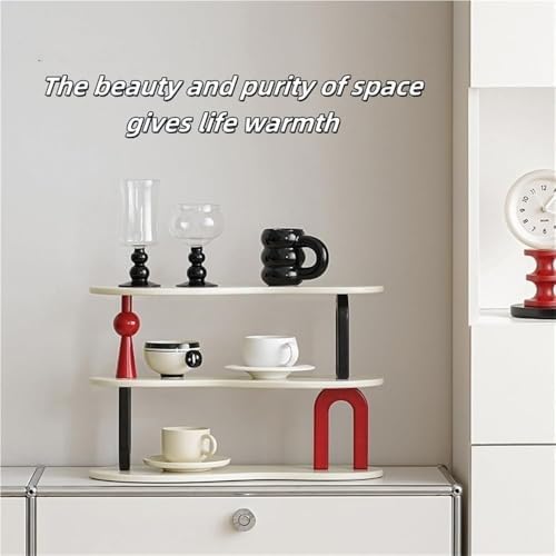 3-Tier Modern Bathroom Countertop Organizer - Multi-Functional Cup Display Stand for Coffee Mugs & Living Room - Space-Saving Shelves (White)