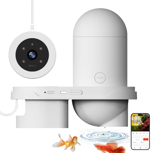 Smart Futterautomat Aquarium Automat Fische Futterspender mit 2.5K Kamera, App-Steuerung über WiFi/WLAN große, 230ML Groß Kapazität Fischfutter Feeder, Feuchtigkeitsbeständiger Urlaubsfutterspender