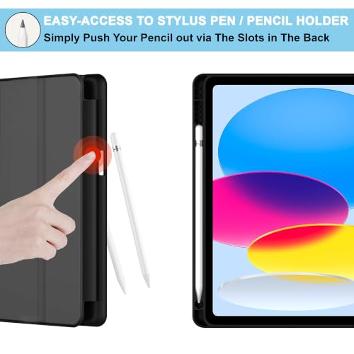 Image of CEDO Smart Case for iPad 10 (10th Gen) / iPad 11 (11th Gen) A16 2025 10.9 in Tri-Fold Flip Folio Cover | Pencil Holder | Auto Wake-Up /Sleep Mode | Multi View Angles Stand TPU Backcover (Black)