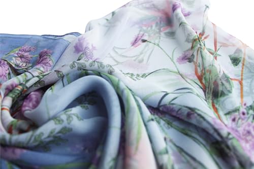 Image of Pokeedioty Scarfs for Women Lightweight Scarves Elegant Floral Pattern Sheer Scarfs Shawls Wraps