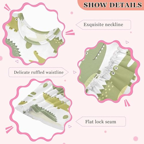 Cartoon Crocodile Summer Girl Dress Casual Dress Sleeveless Toddler Outfits Size 2t3
