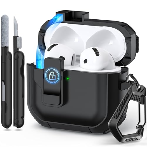 RFUNGUANGO AirPods ��4����P�[�X AirPods ��4����P�[�X (2024) �Ή� ���͂ȗ����ی� �����J�V���[�Y �N���[�j���O�c�[���t�� - �u���b�N