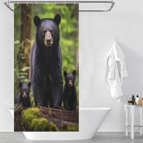 Rideau de douche ours imperméable en polyester 92x183 cm - 2