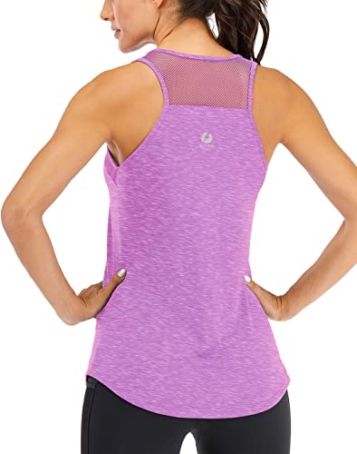 ICTIVE Workout Tank Tops for Women Breathable Mesh Racerback Tank Tops Muscle Tank Workout Tops for Women Yoga Tops for Women Loose fit Backless Running Tank Tops Gym Tops Light Purple L