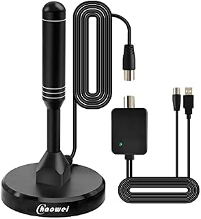 Chaowei Freeview Indoor/Outdoor Amplified TV Aerial 120 Miles with External Amplifier Signal Booster for 4K 1080P HDTV VHF/UHF Signals-Magnetic Base Antenna with 6.5ft Coax Cable