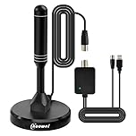2025 Amplified TV Aerial with External Signal Booster-250+ Miles Range High Gain Freeview Aerial with Magnetic Base for Smart & Older TV