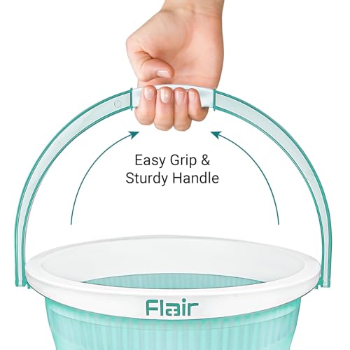 Image of FLAIR Estella Crystal 19 LTR T.Green Set of 3 I Plastic Bathroom Bucket | Strong and Durable Water Storage Bucket | Sturdy and Easy Grip Handle | Ideal for Bathing and Everyday Use