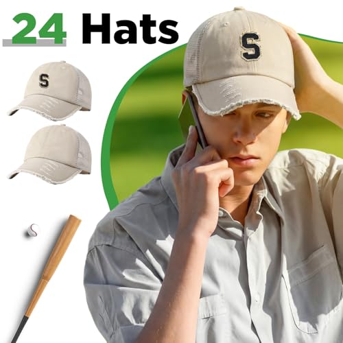 Image of Suhine 24 Pcs Blank Trucker Hat Bulk Unisex Mesh Baseball Cap for Sublimation Embroidery Vintage Adjustable Hat for Men Women