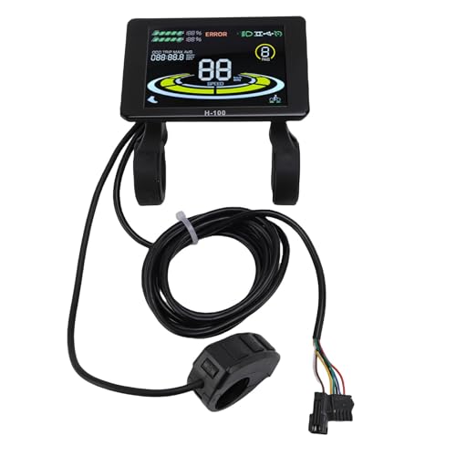 Oreilet Medidor Visualización LCD Bicicleta Eléctrica H-100, Panel Control LCD Scooter Eléctrico 24v 36V 48V con Conector, Computadoras Ciclo Odómetro Velocímetro para Modificación