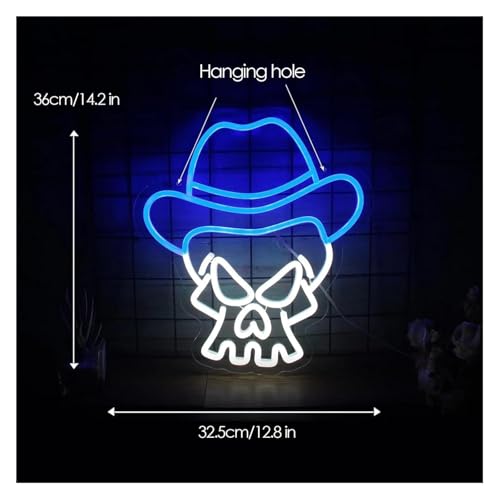 Néon tête de mort cowboy LED à intensité variable pour déco chambre - 2