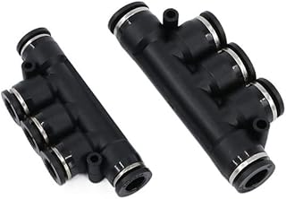 YSANO Reductor de adaptador de enchufe rápido de tubo de aire rápido de cinco vías de plástico negro neumático PK-4/6/8/10/12mm (Color : PKG10-6)