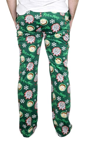 Handcraft Rick and Morty Pajama Pants for Men, Plush Fleece Character Sleepwear, Adult Pickle Rick PJ, XX-Large Green3