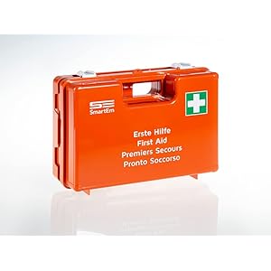 Erste-Hilfe-Koffer VIDU I – DIN 13157:2021, Betriebsverbandkasten mit Wandhalterung, Verbandskasten gemäß ASR für Betriebe bis 50 Mitarbeiter, öffentliche Einrichtungen & Zuhause, kleine Ausführung