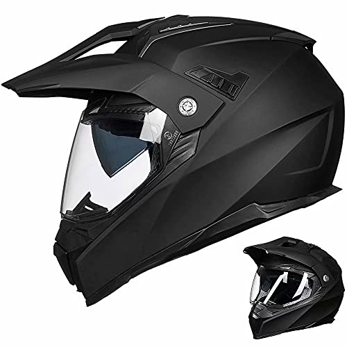 Auboa Full Face ATV Dual Sport Helmets for Adults Motorcycle, Dirt Bike Helmet Motocross MTB Off-Road Casco DOTï¼ˆMatte Black,XXLï¼‰