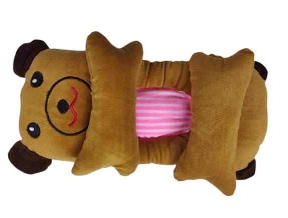 PRISCILLA Baby Toddlers Adjustable Soft Neck Rest Pillow for Head Shaping/Neck Safety Protector Pillow/Pad/Cushion Pillow with Straps for 0-18 Months New Born Babies, Set of 1. (Brown)