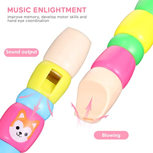 Toddmomy 4pcs Small Wooden Recorders for Toddlers,Wooden Colorful Piccolo Flute Toys Learning Rhythm Musical Instrument for Boys Girls Early Education Music Sound Toys,Random Color