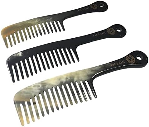 プレミアムハンドメイド100%オックスホーン帯電防止ワイドトゥースデタングリング&amp;スタイリングコーム レディース&amp;メ