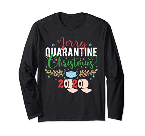 Quarantine Christmas 2020 Toilet Paper Mask Matching Pajamas Maglia a Manica