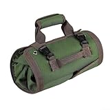Tool Roll Organizer Bag for Mechanics – Portable Foldable Tool Pouch with 4 Compartments & 2 Removable Pockets, Oxford Fabric with PVC Lining, 12.9