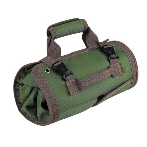 Tool Roll Organizer Bag for Mechanics – Portable Foldable Tool Pouch with 4 Compartments & 2 Removable Pockets, Oxford Fabric with PVC Lining, 12.9