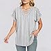 Striped Short Sleeve Shirts Women Spring Tops V Neck Criss Cross Tees Dressy Summer Blouses Vacation Fashion Clothing Gray
