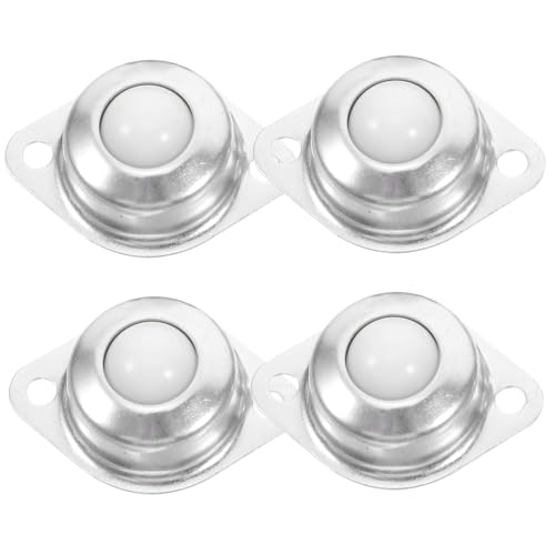 FRCOLOR 4pcs Carbon Steel Zinc-Plated Universal Ball Bearing Swivel Caster Wheels with Nylon Rollers for Furniture Industrial Heavy-Duty Indoor Outdoor Use