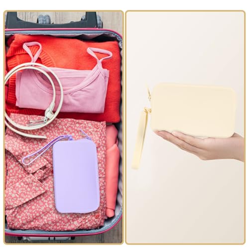 Image of Silicone Period Bags, 2 Pcs Tampon Pouch with Zipper and Handle, Sanitary Napkin Holder for Purse, Keeping Discreet Feminine Products