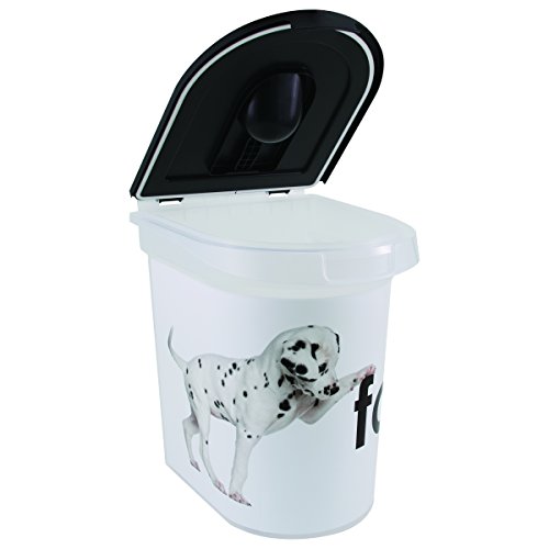 Paw Prints 26 Pound Plastic Rolling Pet Food Bin, Dalmatian Design